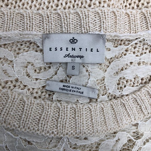 Essentiel Antwerp Lace Yoke Shaker Knit Sweater - Picture 6 of 8